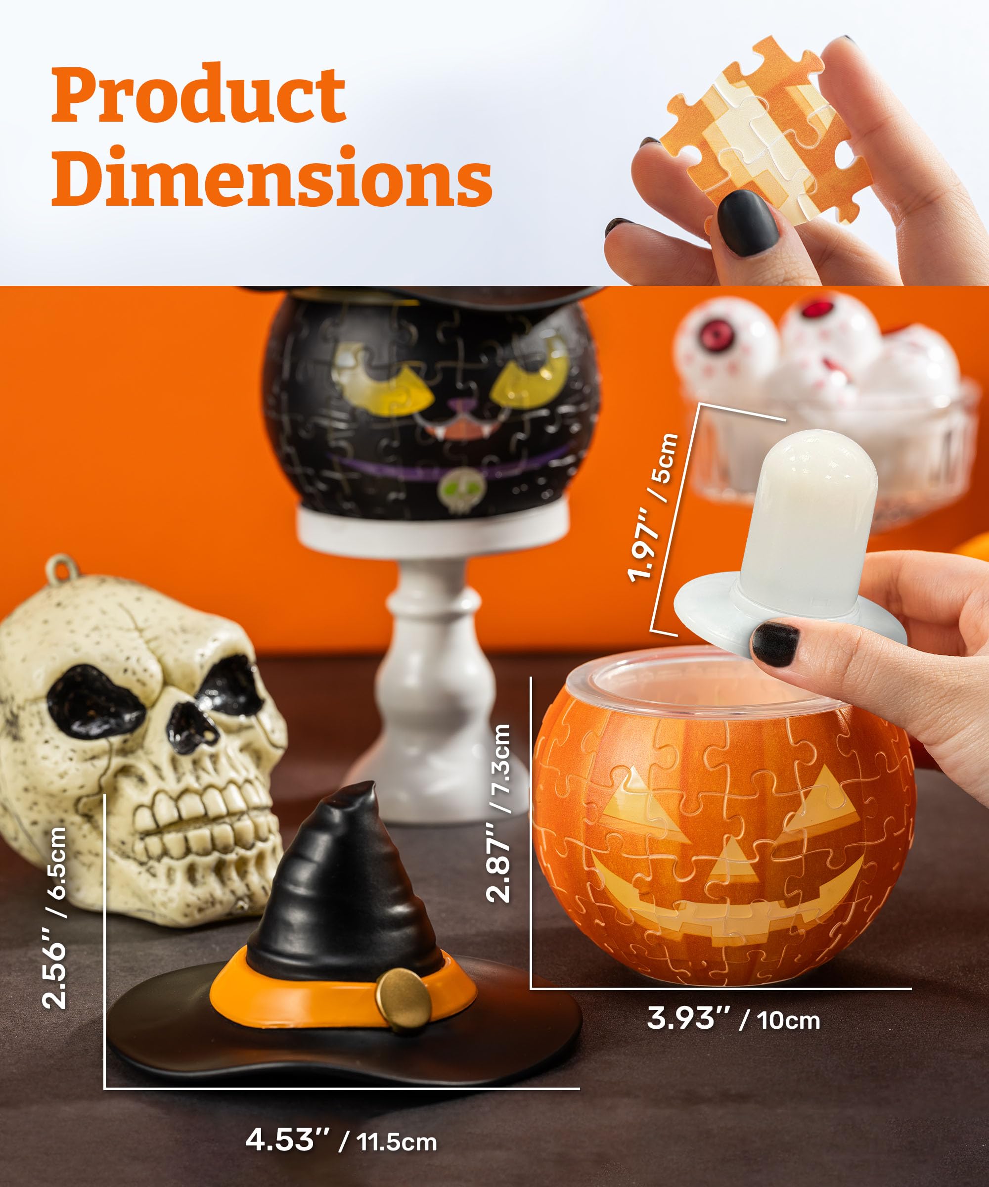Magic Jack Puzzle Candle Light – 3D Rechargeable Jack-O’-Lantern Halloween Decoration with Flickering LED & Type-C Charging