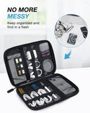 Travel Electronics Organizer Case – Portable Cable Organizer Bag with Dual Zippers, Mesh Pockets & Elastic Loops for Chargers, SD Cards, Power Banks and Accessories