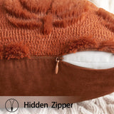Rust Pumpkin Faux Fur Pillow Covers – Set of 2 Cozy Fall Cushion Cases for Autumn Harvest Home Décor (18x18 Inch)