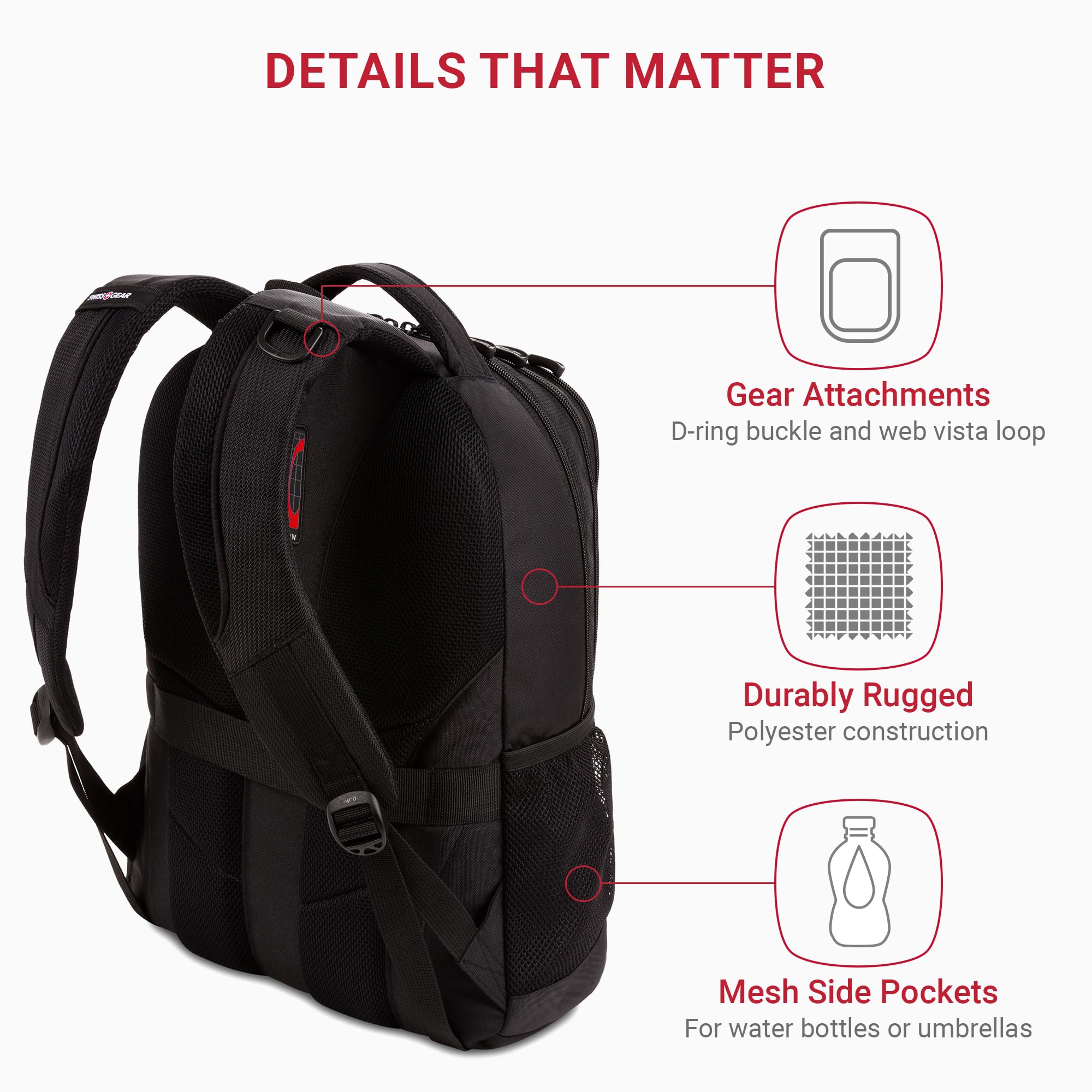 SwissGear 5505 Cecil Laptop Backpack for Daily Commute with Organizer Pockets and Airflow Back Panel