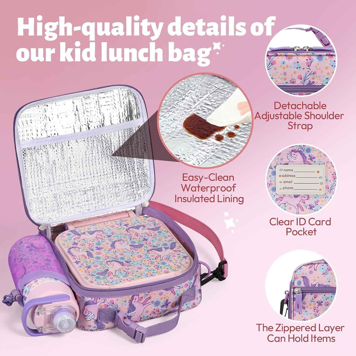 Pink 42 oz Bento Travel Set with Thermos and Bottle