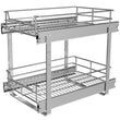 Jowboow Compact 2-Tier Metal Pull-Out Cabinet Shelves – Adjustable Slide-Out Organizer for Narrow Cabinets