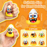 24 Pcs Mini Candy Corn Stress Relief Toys – Halloween Fidget Balls with Funny Expressions (Soft PU Foam, Party Favors & Anxiety Relief)
