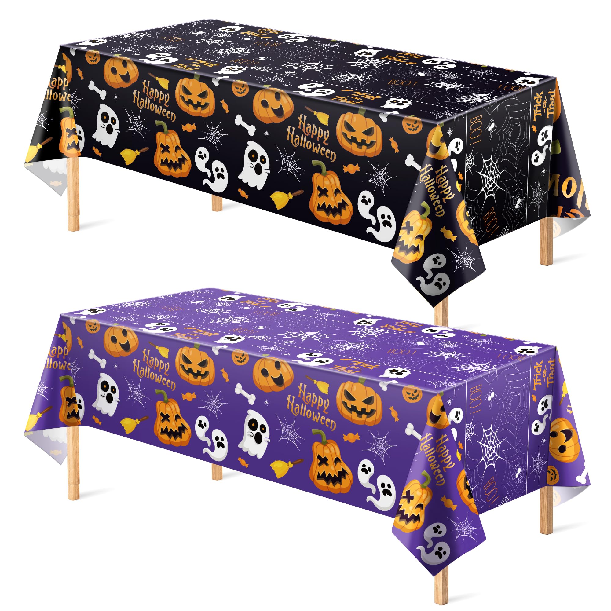 Halloween Tablecloth – Large 52x87" Plastic Table Cover for Spooky Indoor & Outdoor Party Decorations