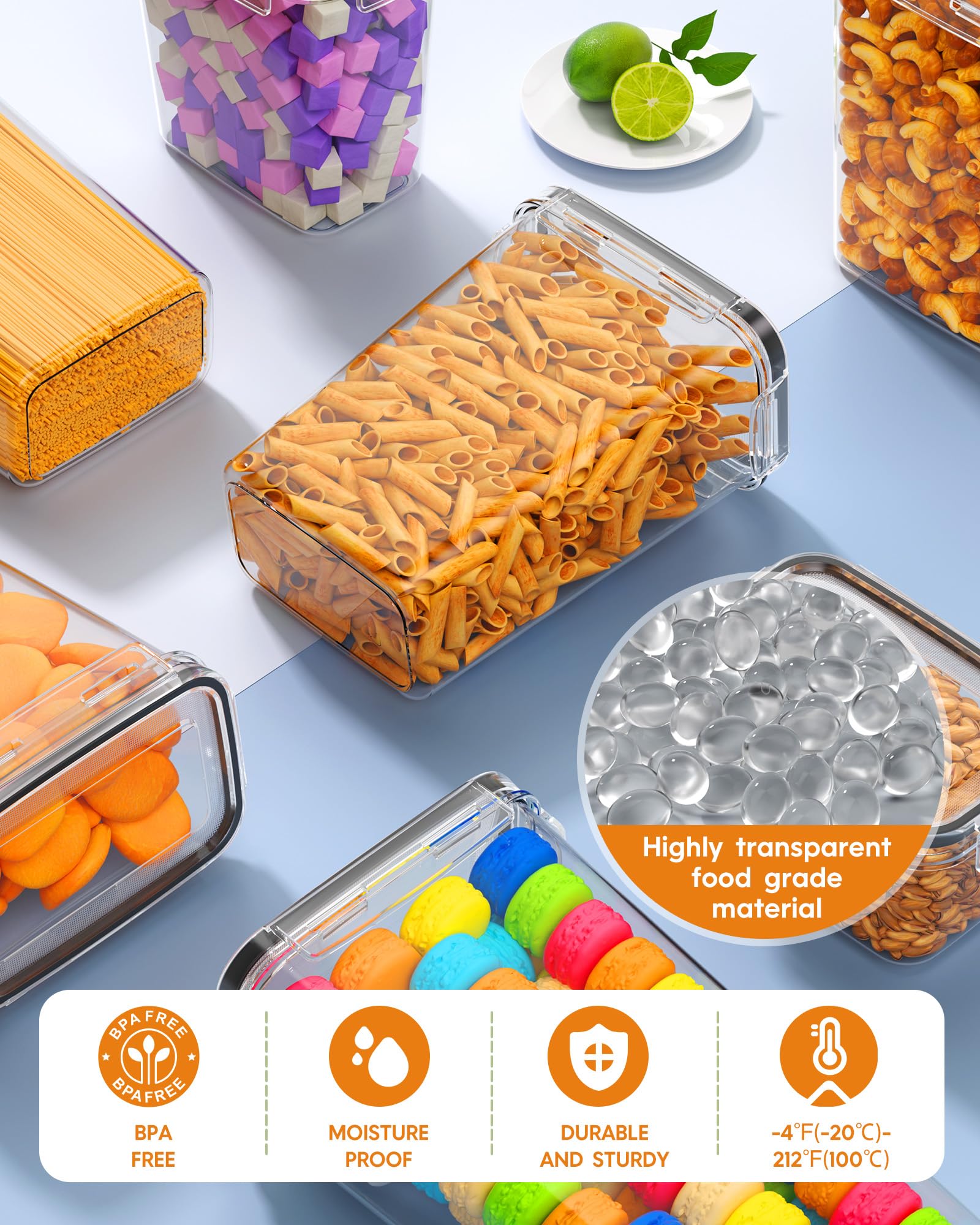 Airtight Food Storage Containers Set – 24 Piece Stackable Pantry Canisters with Lids, Labels & Marker