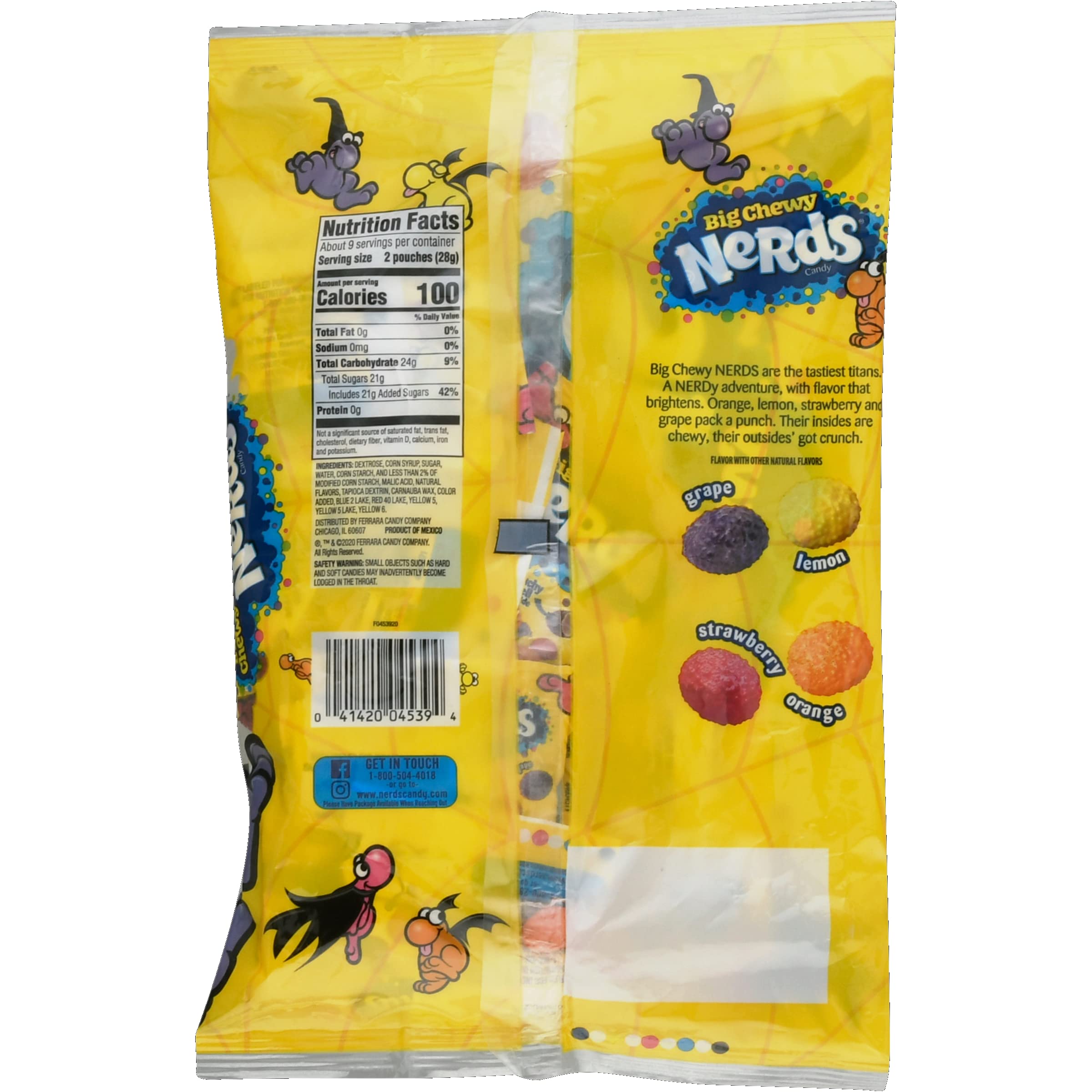Big Chewy Nerds Halloween Candy – Sweet & Tangy Fruity Chewy Candy with Crunchy Shell, Individually Wrapped Trick-or-Treat Packs