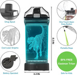 14 oz Kids Dinosaur Light-Up Water Bottle – BPA-Free Leakproof Tritan School Bottle with Carry Strap