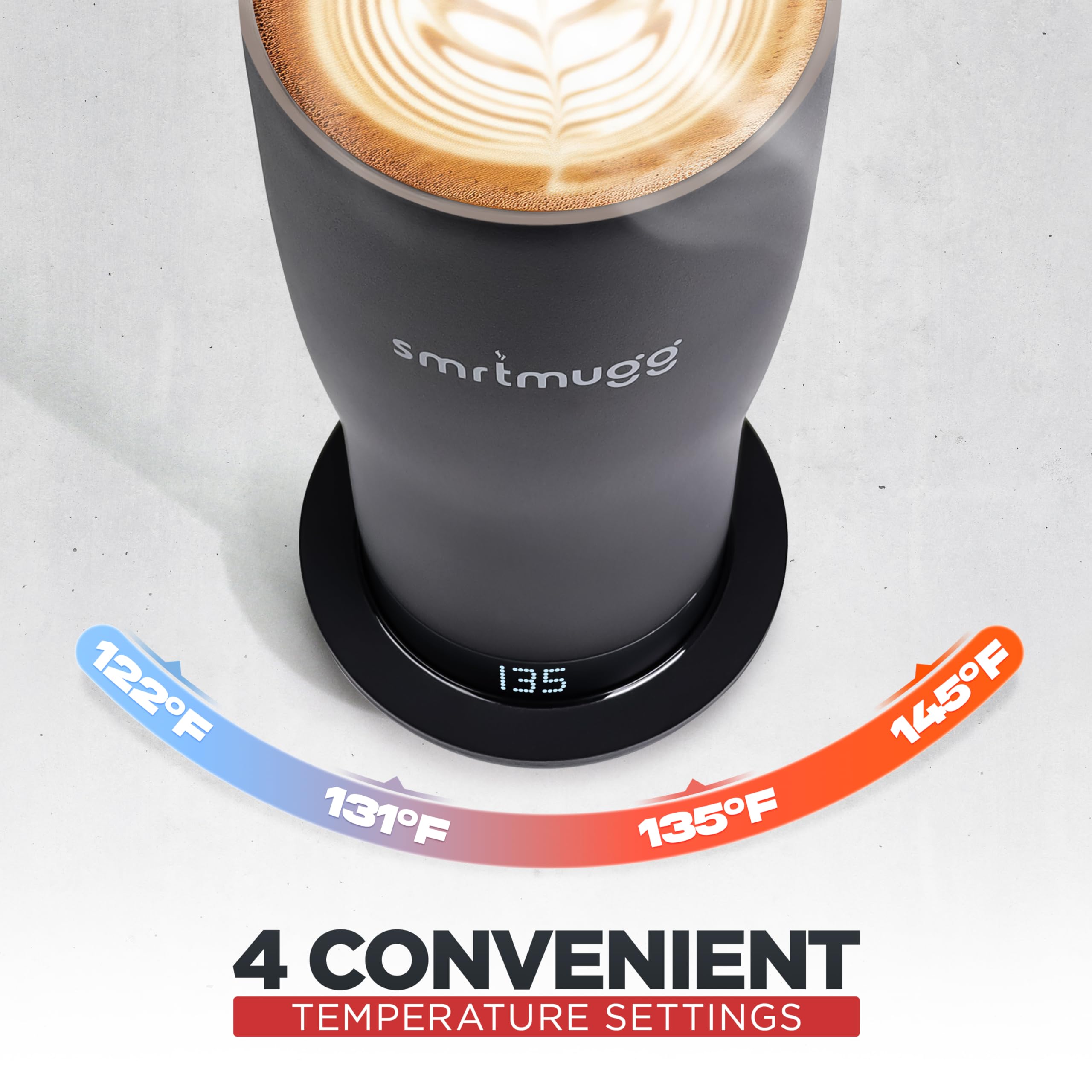 SmrtMugg X Self Heating Coffee Mug 19oz with LCD Temperature Display 8-Hour Battery & Charging Coaster