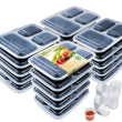 Enther 3-Compartment Meal Prep Containers with Portion Cups – 20 Pack BPA-Free Bento Boxes