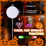 Halloween Window Lights Set – Battery-Operated LED Bat, Pumpkin & Ghost Designs with Timer & 2 Lighting Modes (Indoor/Outdoor)