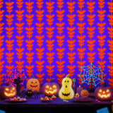 Halloween Glow in the Dark Bat Foil Fringe Curtains – 2 Pack Fluorescent Orange Tinsel Backdrop for Neon Party & Photo Booth (3.3x6.6ft)