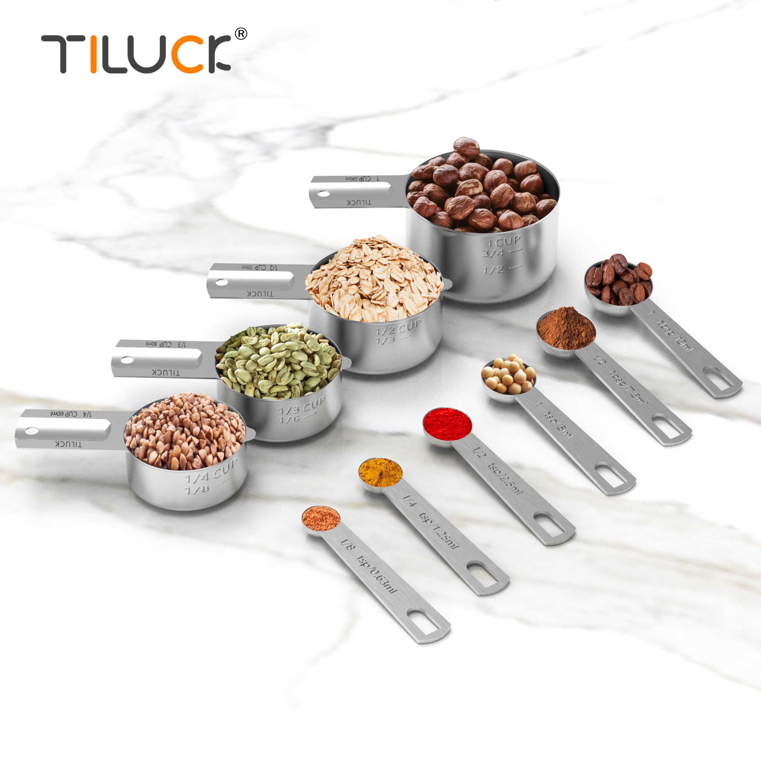 Stainless Steel Measuring Cups & Spoons Set – 10-Piece Precision Kitchen Measuring Tools
