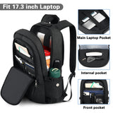 AMBOR Anti-Theft Travel Laptop Backpack – Water-Resistant Business Work Backpack with USB Charging Port, Fits up to 17.3” Laptops (Black)