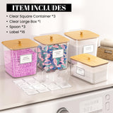 HOMEPEKITE Laundry Pods Storage Container Set (3+1 Pack) – Clear Acrylic Jars with Wooden Lids & Labels for Laundry Room Organization