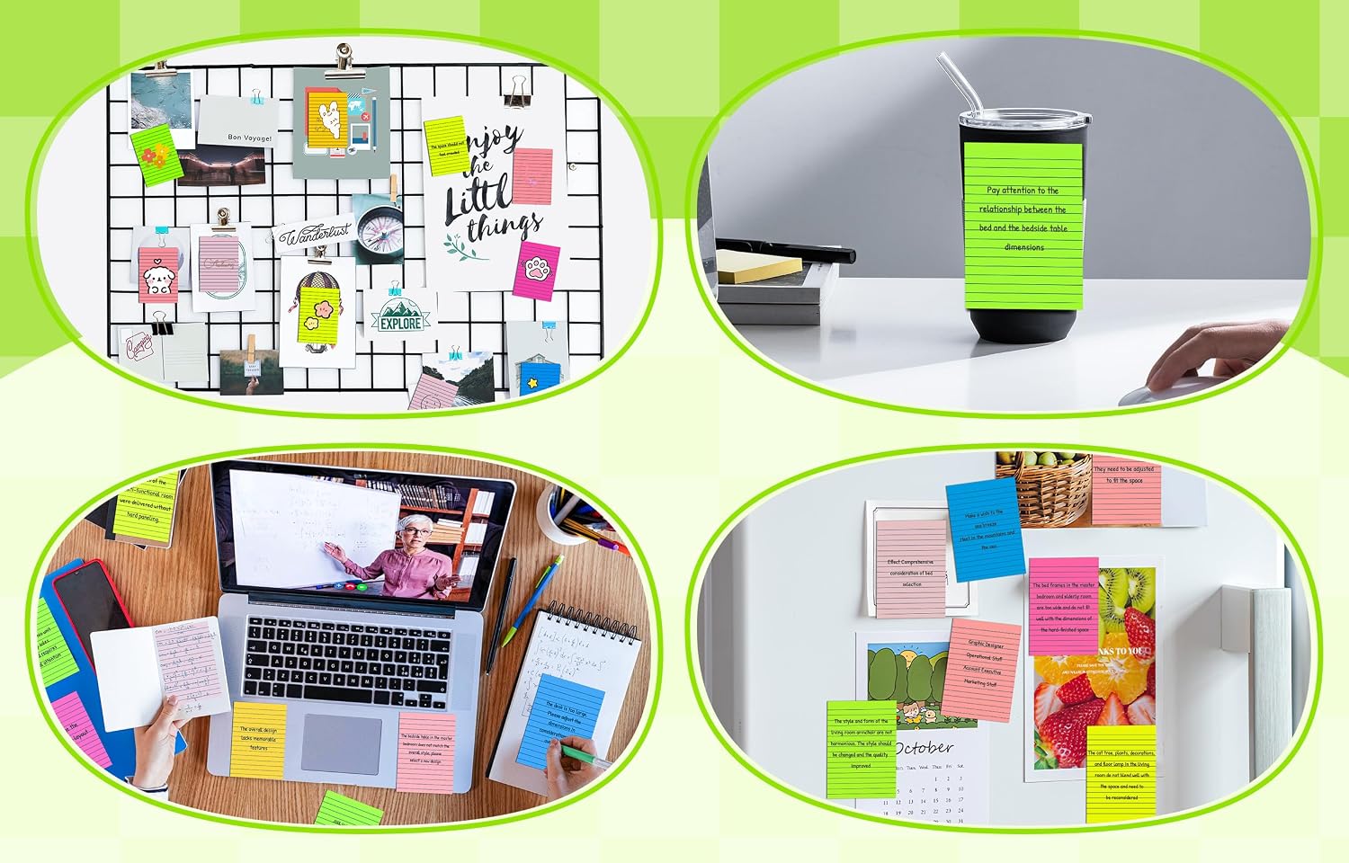 375-Sheet Lined Sticky Notes in 7 Bright Colors
