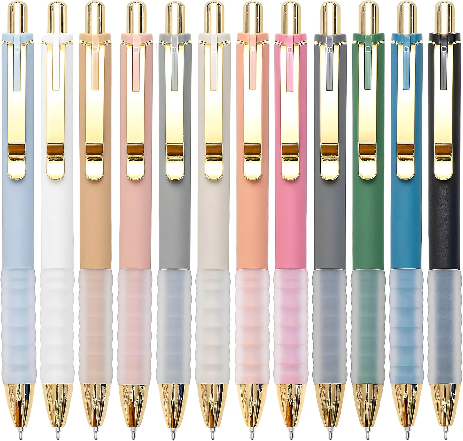 12-Pack Gold Retractable Black Ink Ballpoint Pens