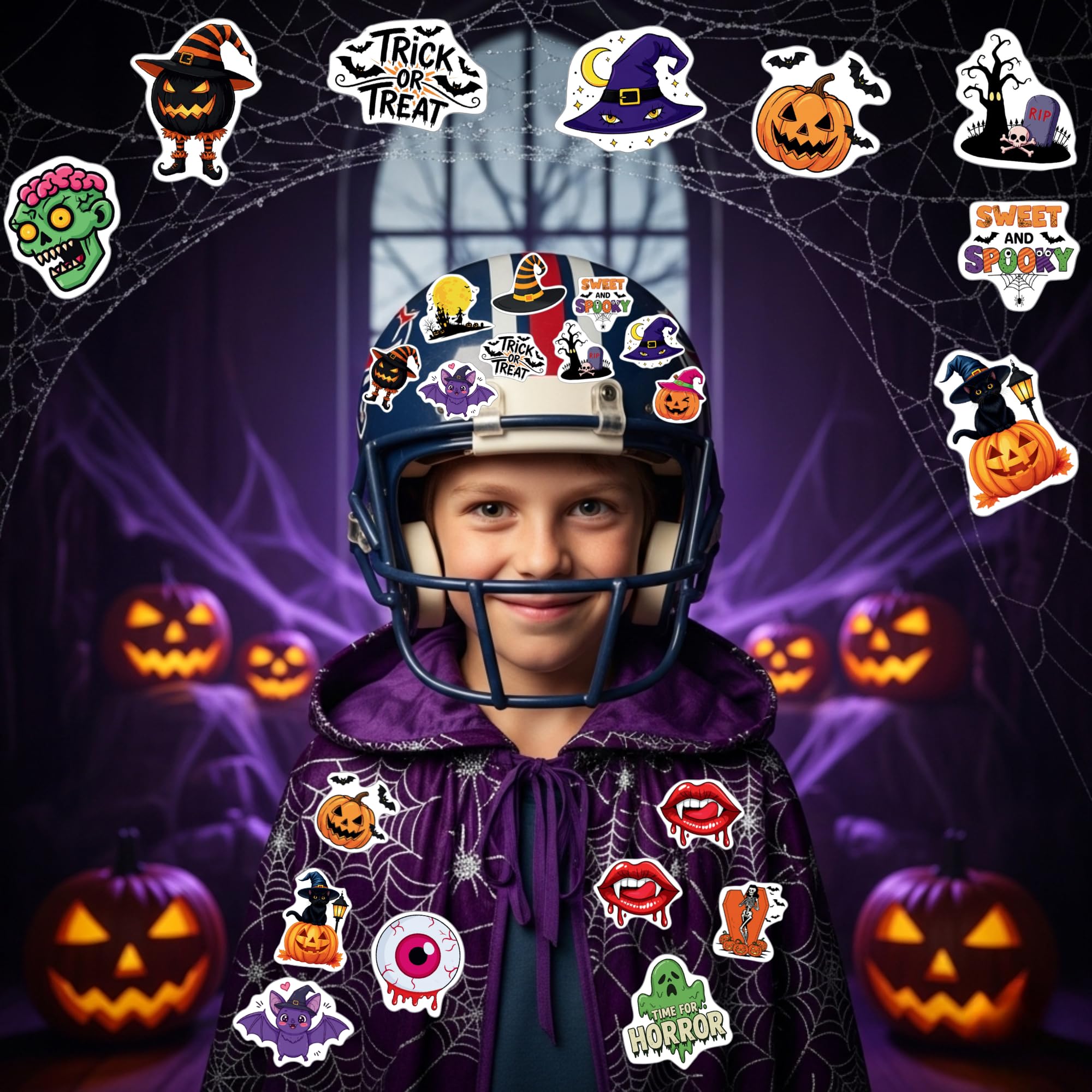 Halloween Sticker Set – 50-Piece Spooky Stickers for Kids & Adults (Pumpkins, Ghosts, Bats & Skulls, DIY Crafts & Party Favors)