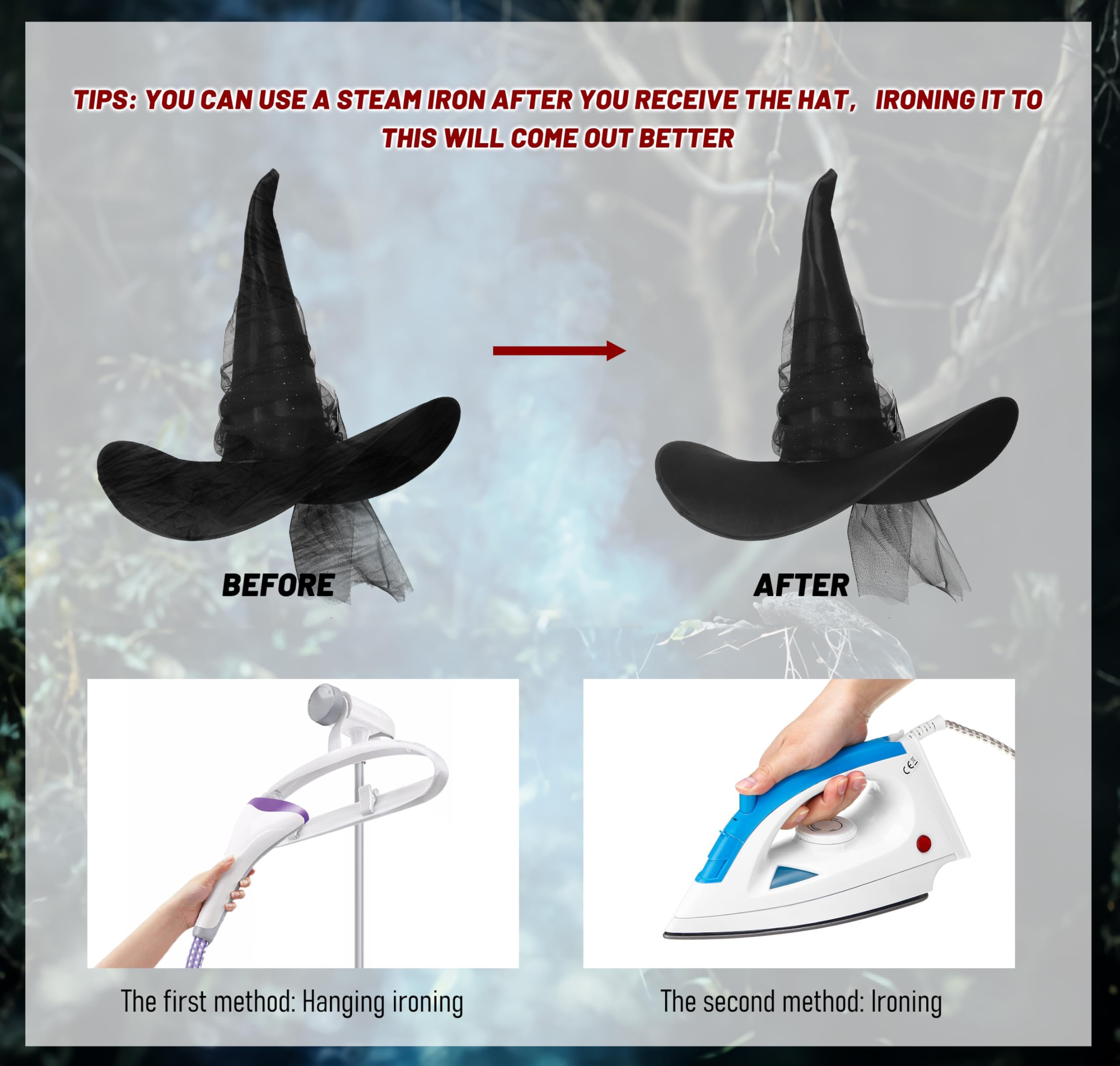 Black Witch Hat with Veil – Halloween Costume Accessory & Party Decoration