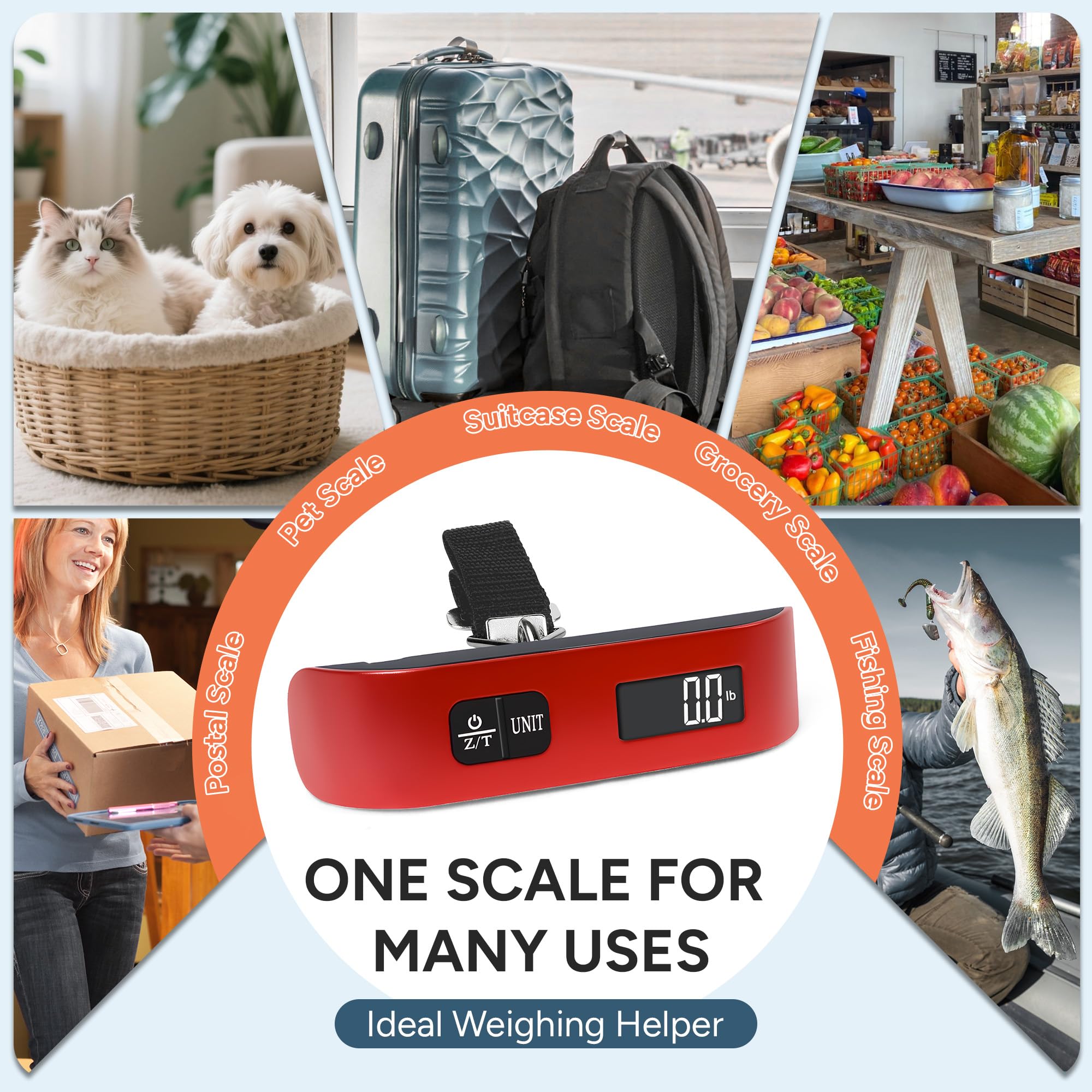 Portable Digital Luggage Scale 110lb – Travel Hanging Baggage Weight Scale with Backlit LCD Display