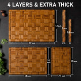 Bamboo Cutting Board Set with Stand – Thick Multi-Size Kitchen Chopping Boards