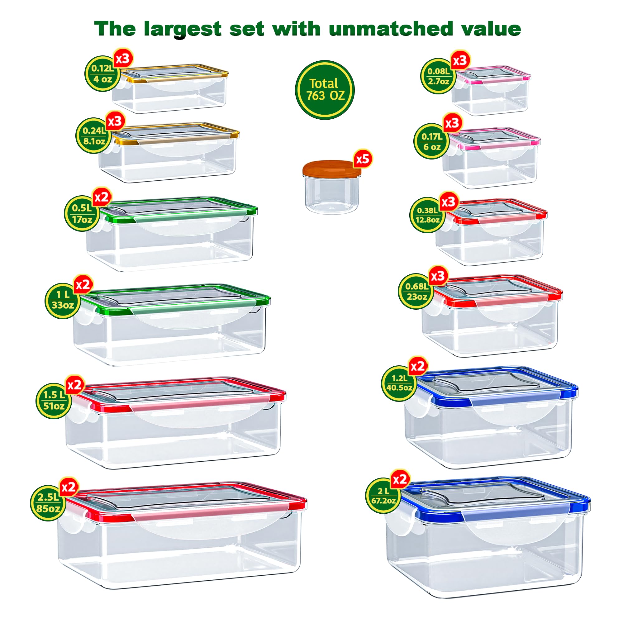 Airtight Food Storage Containers Mega Set – 70 Piece Stackable Meal Prep & Pantry Organizer
