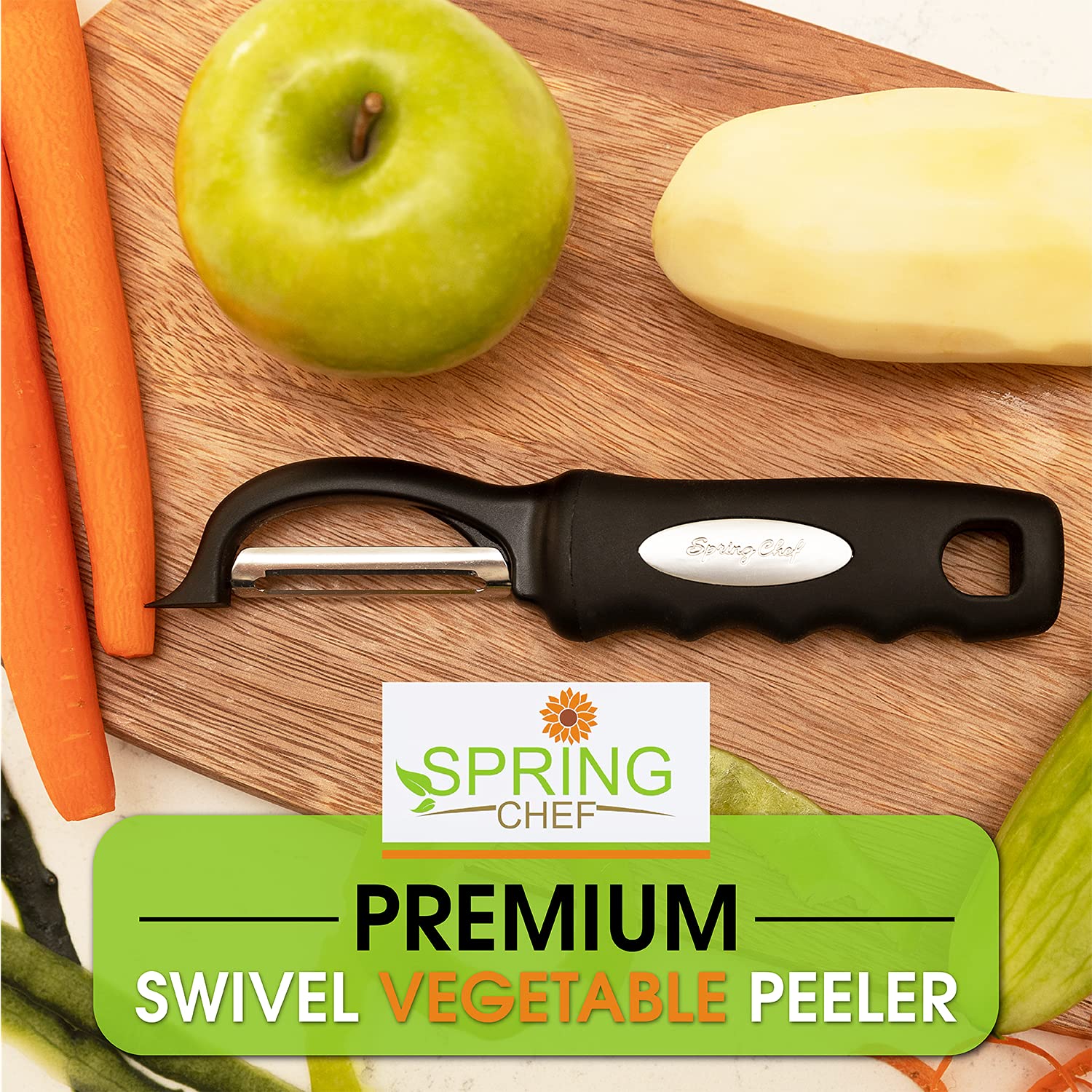 Professional Swivel Vegetable Peeler – Ultra-Sharp Dual Stainless Steel Blades with Soft Grip Handle