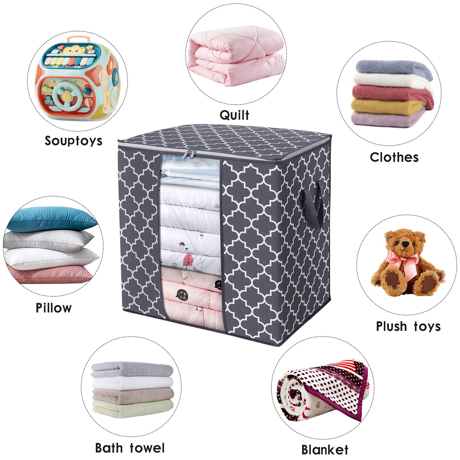 Large Capacity Clothes Storage Bag (100L) – Breathable Fabric Organizer with Clear Window & Reinforced Handles