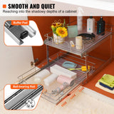 2-Tier Heavy-Duty Pull-Out Cabinet Organizer – Steel Slide-Out Pantry Shelves with Smooth Ball-Bearing Rails (18.7” W x 21” D)