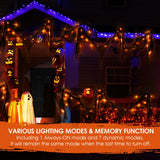 Halloween Solar Lights Outdoor – Black Cheesecloth with Orange LED Fairy Lights (23FT, 8 Modes, IP65 Waterproof)