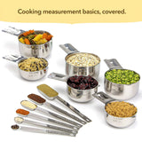 Stainless Steel Measuring Cups & Spoons Set – Dishwasher Safe, Stackable, US & Metric (12-Piece)