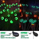 Solar Halloween Eyeball Lights – Green Swaying LED Pathway Lights with Flash Modes, Waterproof Outdoor Yard Decor