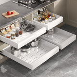 Full-Extension Pull-Out Cabinet Organizer – 22” Deep Adjustable Slide-Out Drawer with 3 Rails (White, 2-Pack)