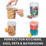 Airtight Kitchen Canister Set – 4-Piece Stackable Food Storage Containers with Scoops (Black Lids)
