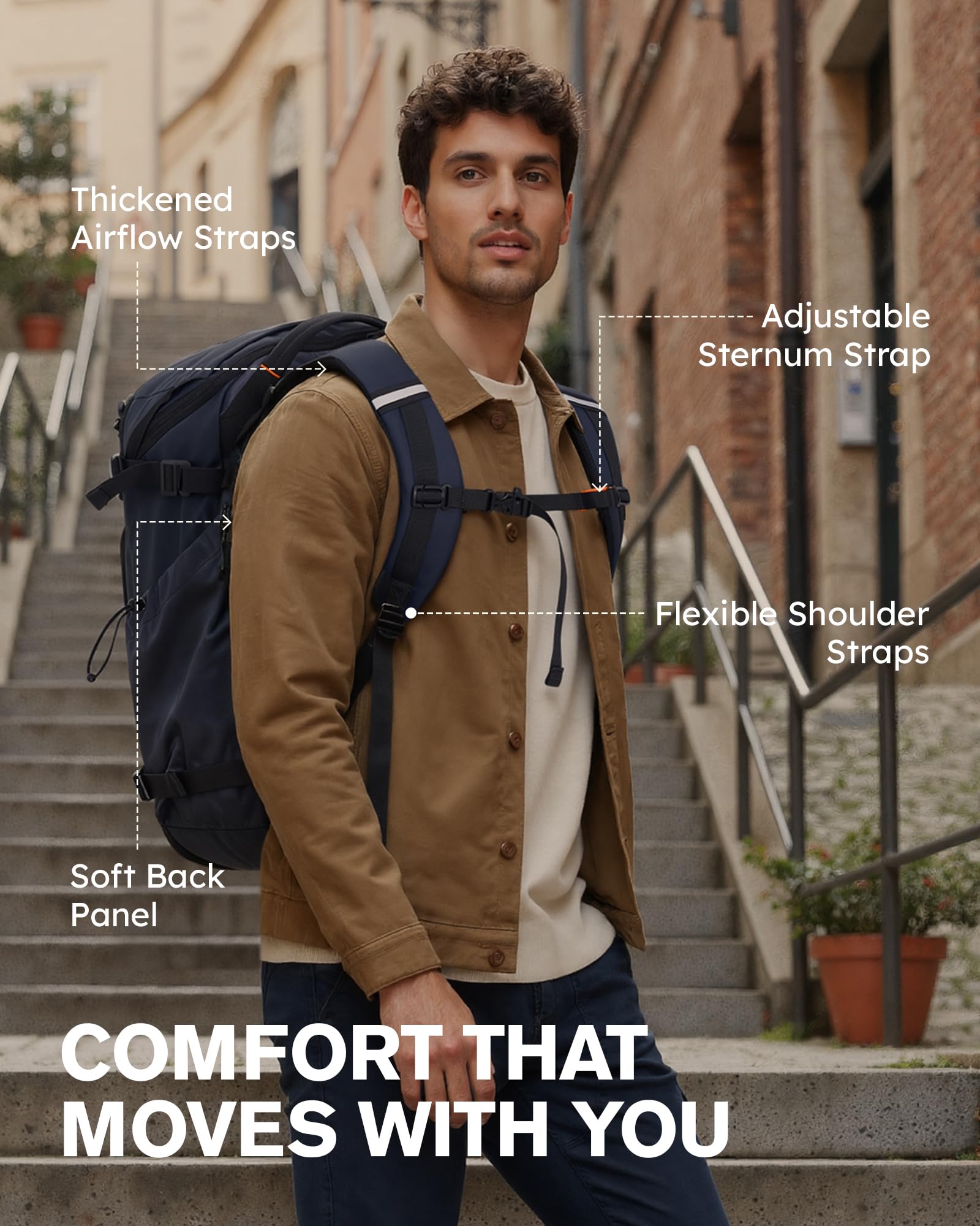 Tolaccea 40L Carry-On Travel Backpack with Packing Cubes, Flight Approved Laptop Backpack for 15.6 Inch