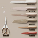 7-Piece Kitchen Knife Set with Blade Guards – Chef, Santoku, Bread & Utility Knives