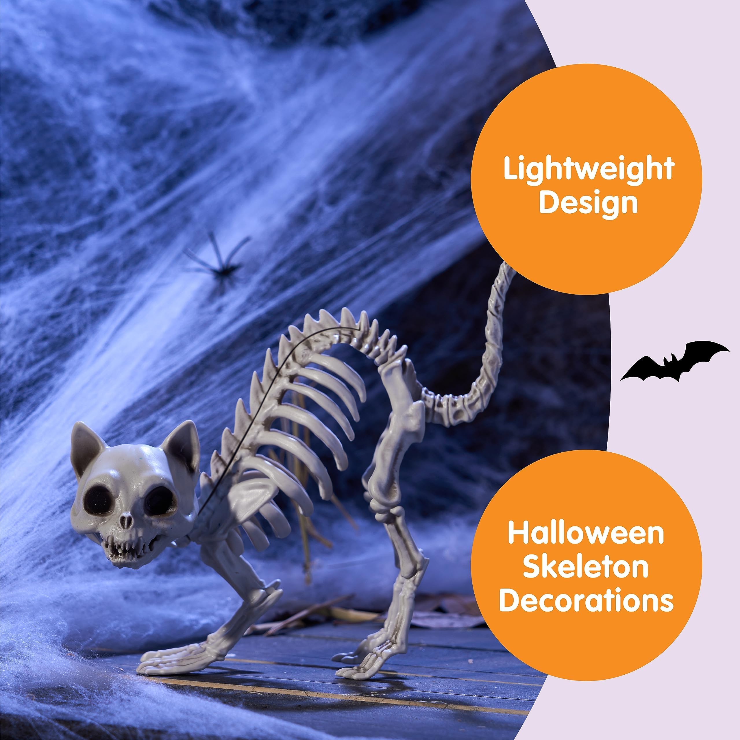 2PCS Halloween Skeleton Cats – Realistic Weatherproof Outdoor Decorations for Yard, Lawn & Patio