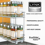 Lynk Professional Pull-Out Spice Rack Organizer – Slim 2-Tier Chrome Slide-Out Cabinet Drawer