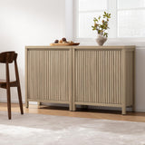 Sicotas Sideboard Buffet Cabinet with Storage – Fluted Credenza Console with Adjustable Shelves, Reclaimed Light Oak (2-Piece Set)