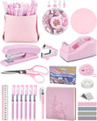 Pink Office Desk Gift Set with Stapler and Pen Case
