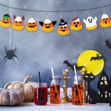 24PCS Halloween Candy Corn Wooden Ornaments – Cute Kawaii Candy Theme Hanging Decorations with Burlap Rope (8 Styles, Orange)