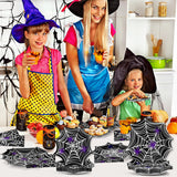 Halloween Spider Web Party Tableware Set – 96 Pcs Disposable Plates, Napkins & Forks for 24 Guests
