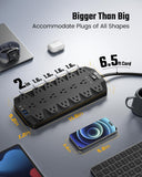 SUPERDANNY Heavy Duty Surge Protector Power Strip with 18 AC Outlets, 4 USB Ports & Flat Plug Wall Mount Extension Cord
