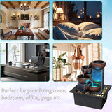LED Mini Desktop Waterfall Fountain with Natural River Stones & ON/OFF Switch – Style 1
