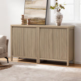 Sicotas Sideboard Buffet Cabinet with Storage – Fluted Credenza Console with Adjustable Shelves, Reclaimed Light Oak (2-Piece Set)