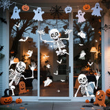 108-Piece Halloween Window Decals – Ghosts, Bats & Skeletons Static Clings for Home, Party & Car Decorations 👻🕸️