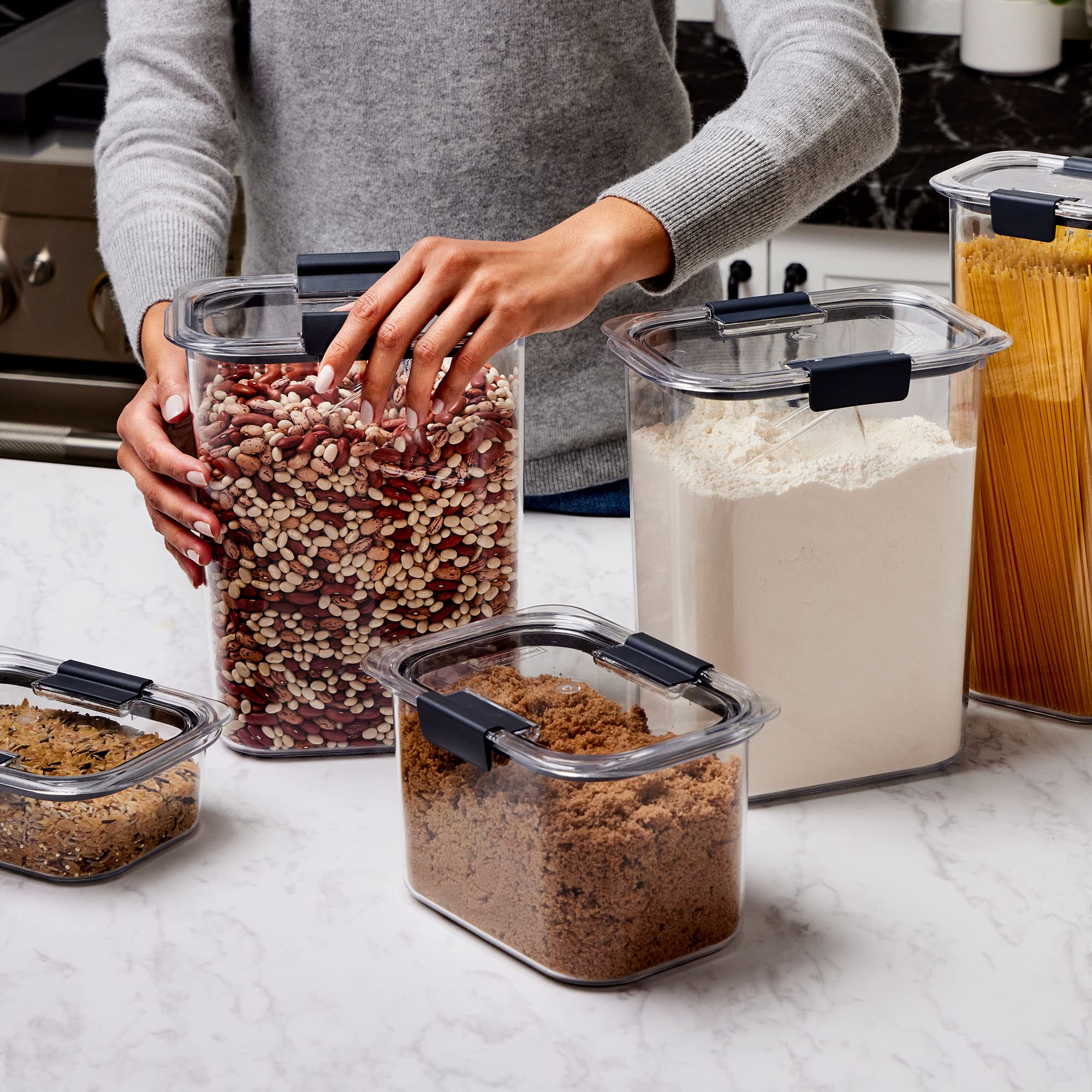 Brilliance Airtight Pantry Containers Set – 3 x 16-Cup Tritan Storage with Scoops (Clear)