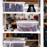 Clear White Stackable Storage Bins with Lids – 17 Qt Heavy-Duty Home Organization Set (6 Pack)