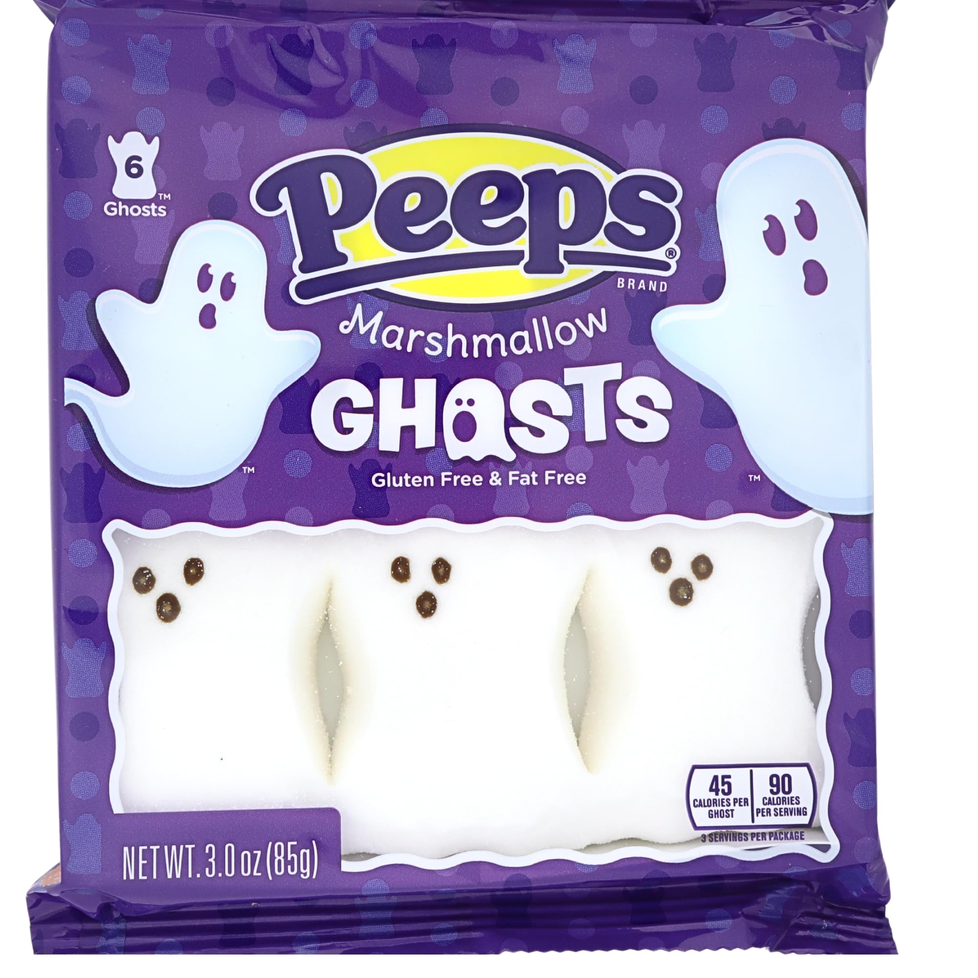 Halloween Ghost Marshmallow Candy – 3 Pack (6 Ghosts per Pack) – Vanilla Flavored Spooky Treats for Parties & Trick-or-Treating