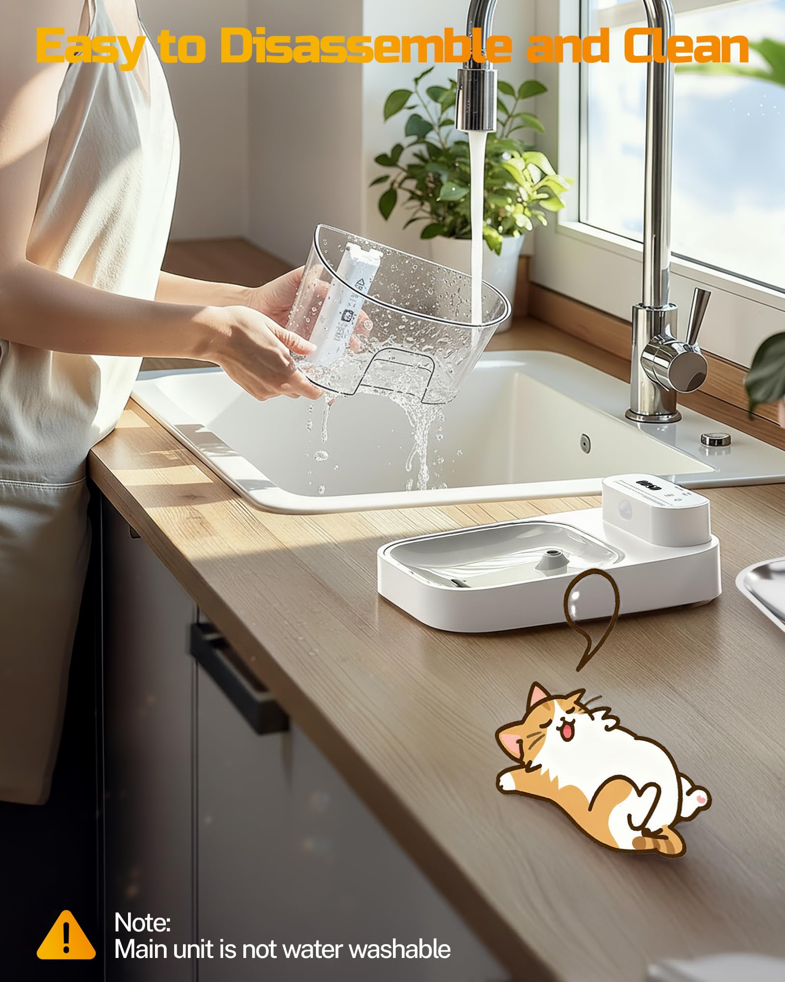 ODSD Smart Wastewater Separation Cat Water Fountain 3L – App Control & 5000mAh Dual Power System (White)