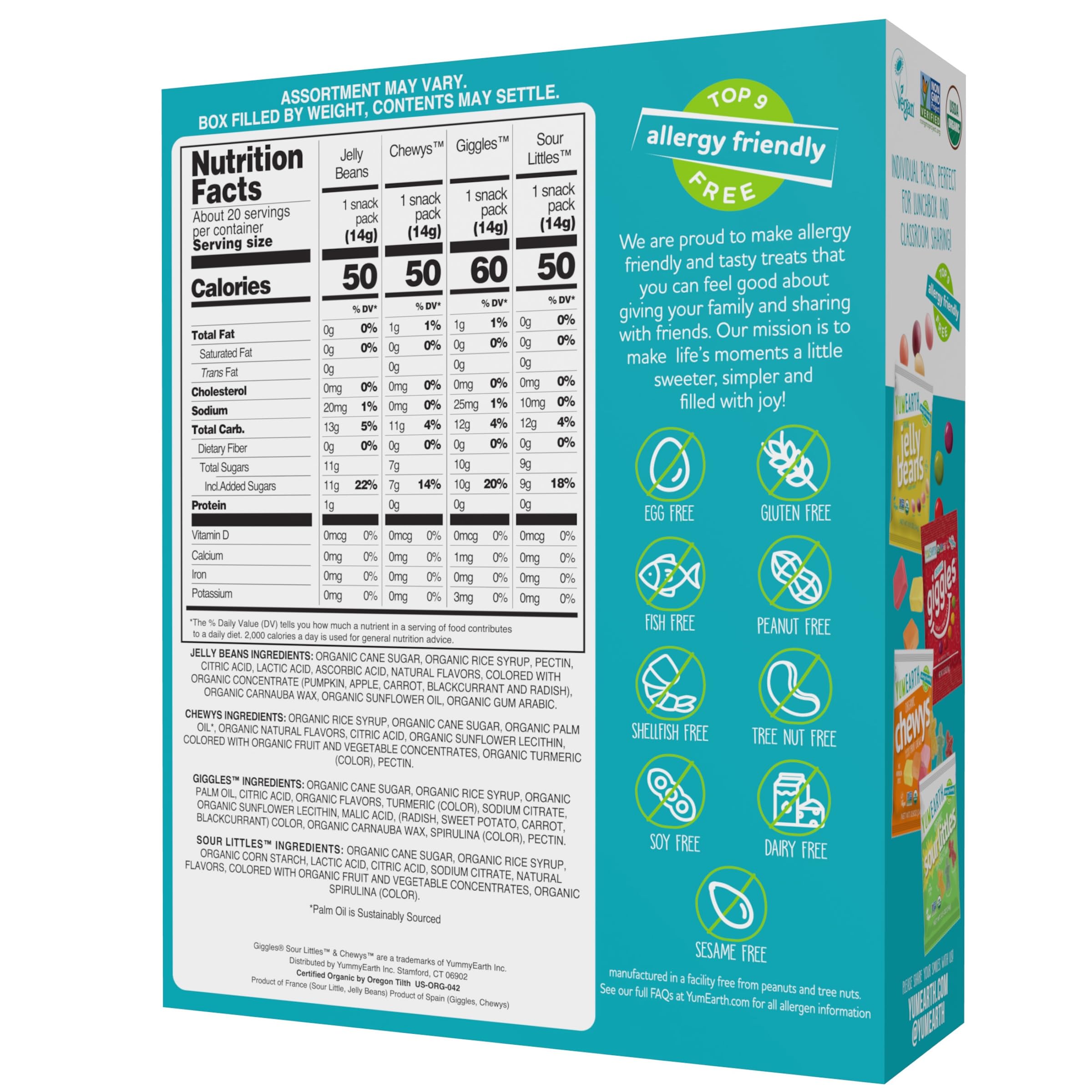 YumEarth Organic Halloween Candy Variety Pack – 20 Snack Bags of Vegan, Gluten-Free & Allergen-Free Fruit Treats 🍎🍋🎃